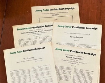 Jimmy Carter Presidential Campaign 1976 - Five Documents - Addresses, Candidate Questionnaire, and Economic Position Paper