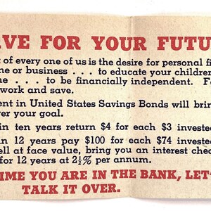US Savings Bonds Advertisement Circa 1960