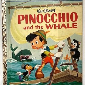 Walt Disney&#39;s Pinocchio and the Whale 1961 Hardcover Golden Book Children&#39;s Book
