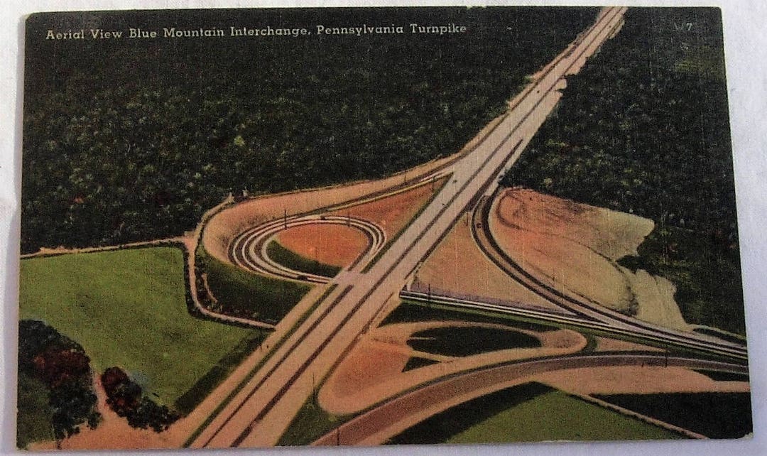 1940 Postcard Aerial View of Blue Mountain Interchange Etsy