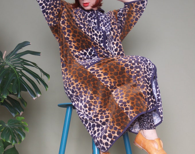 80s Animal Print Robe Leopard Print Gown Velour Robe Dressing Etsy Israel