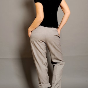 Women's pants Women's retro pants Straight leg pants Gray pants Vintage trousers Tomboy pants Wool pants 70s trousers