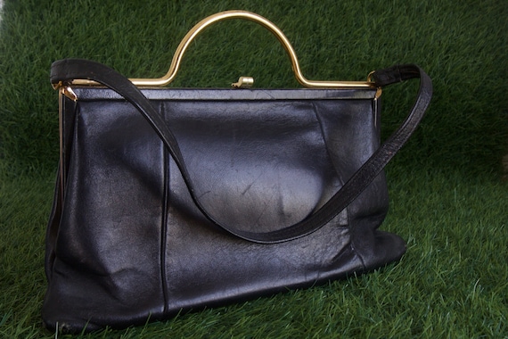 black genuine leather purse