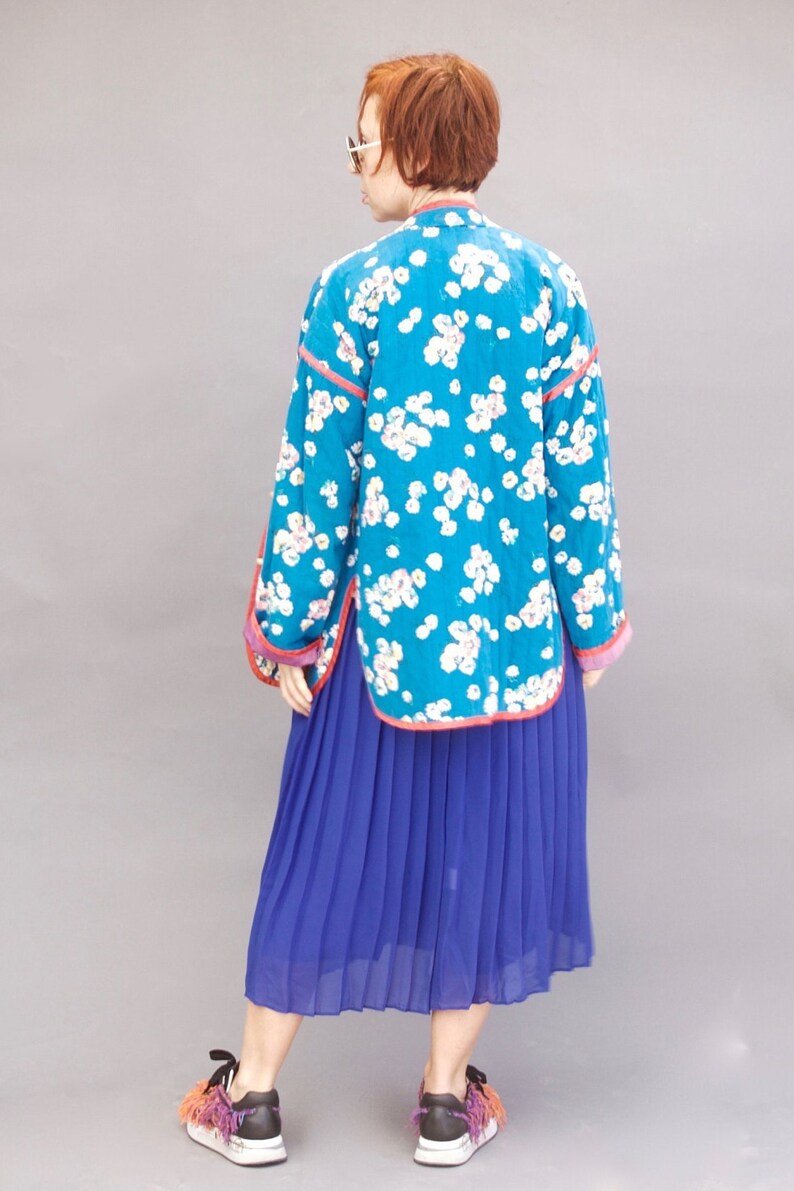 80s vintage skirt Royal blue Pleated sheer skirt Elastic band skirt Casual skirt Minimalist sheer skirt Midi skirt Streetwear