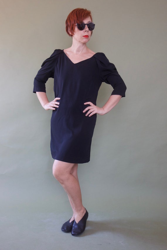 90s little black dress Puff sleeve micro mini dres