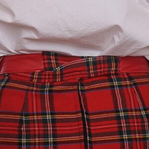 Red tartan 70s skirt Midi plaid skirt Wool checked skirt 70s skirt Preppy A-line skirt image 9