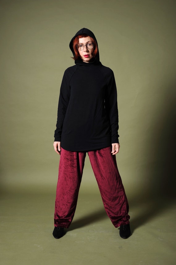 Women's velvet pants Bordo velvet pants Velour pa… - image 3