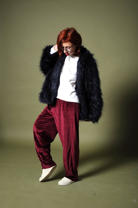 Women's velvet pants Bordo velvet pants Velour pa… - image 1