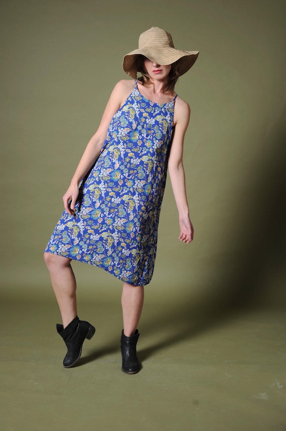 Vintage sundress Blue flowers sundress Floral summ