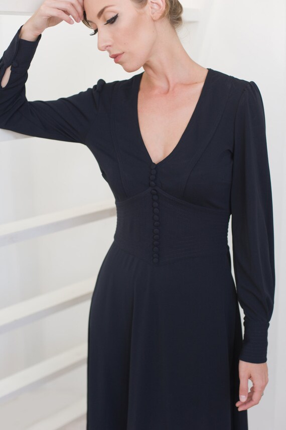 navy blue smock dress