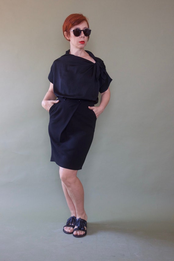 Benetton high waist black pencil skirt Tulip wrap