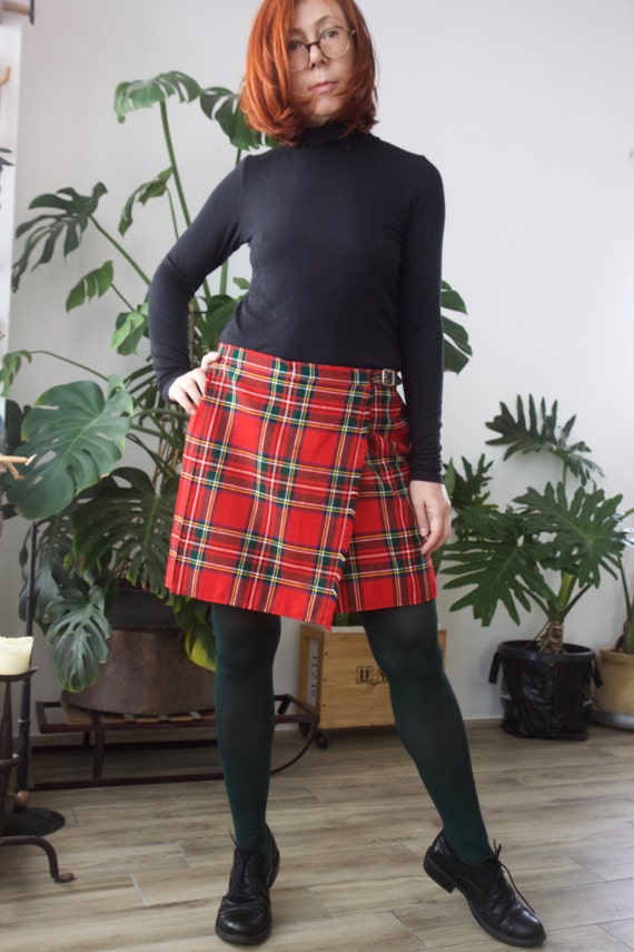 Vintage 60s St Michael kilt Stewart red tartan Pl