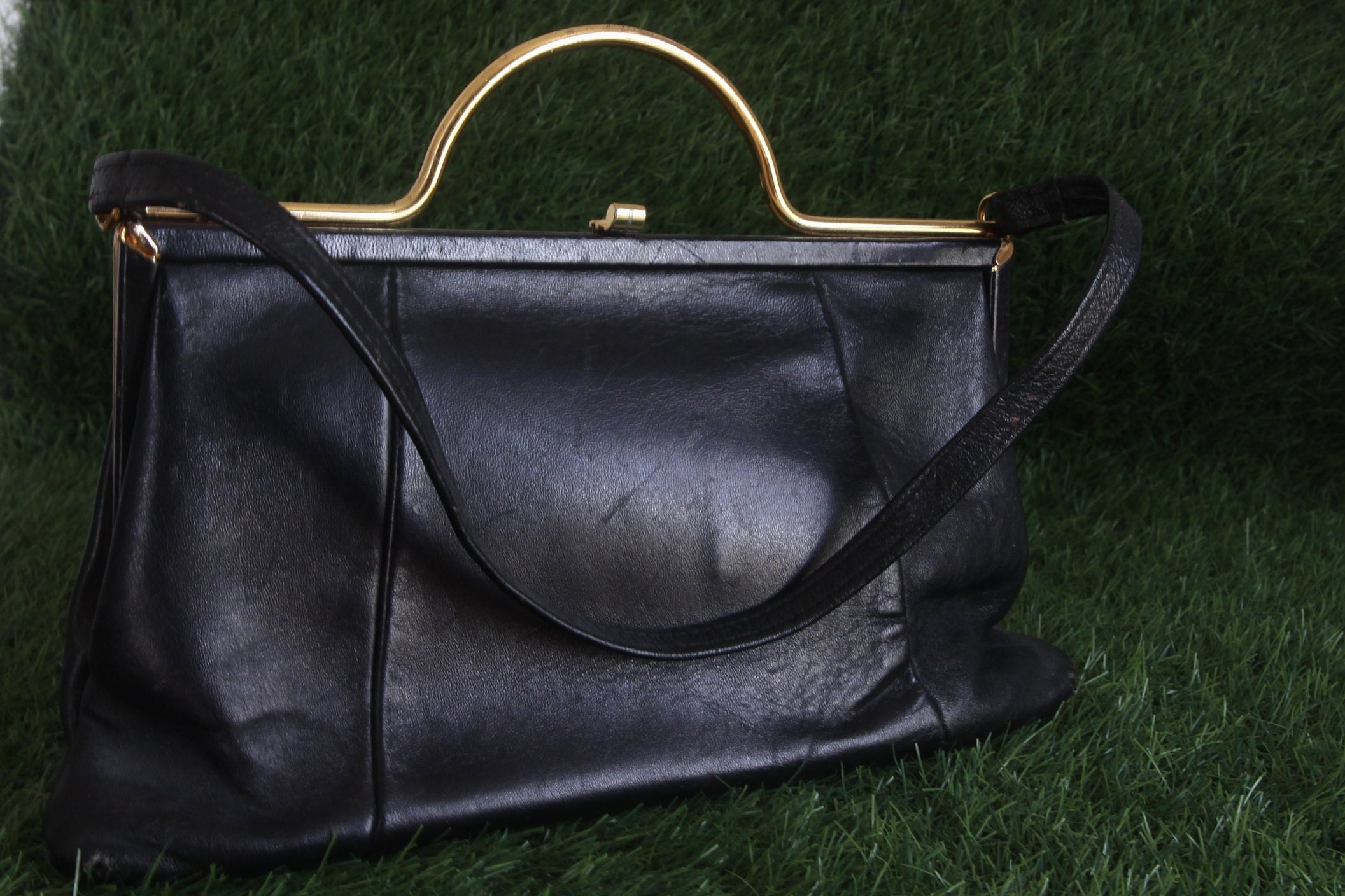 JANE SHILTON Genuine Leather Bag 70s Vintage Purse Black - Etsy