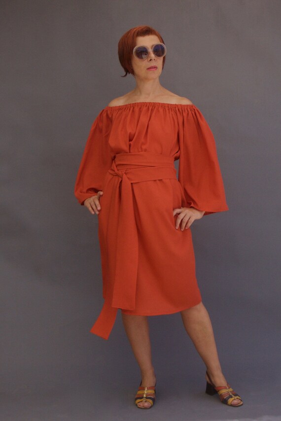 coral bell sleeve dress