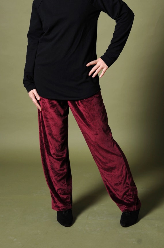 Women's velvet pants Bordo velvet pants Velour pa… - image 2