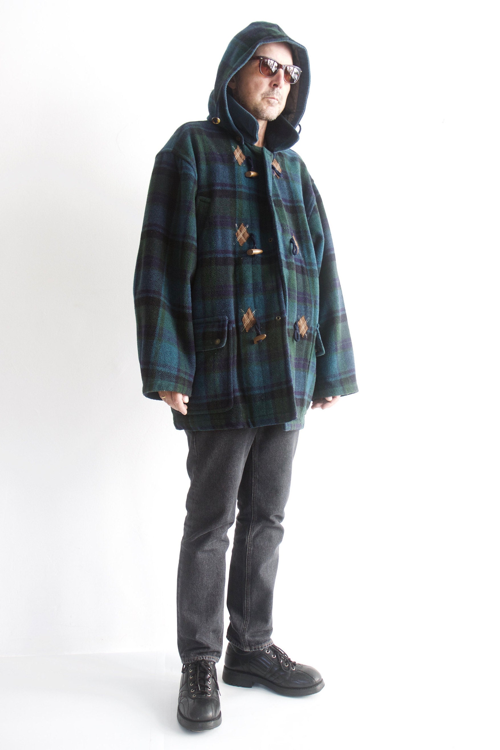 Vintage 90s Mens Duffle Coat Ciao Cool Weather Coat Angora