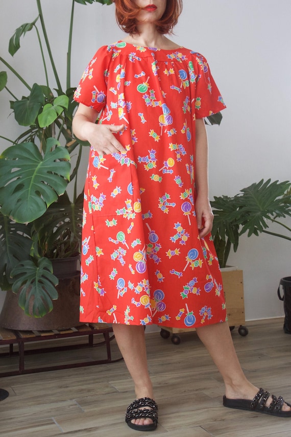 Novelty Lollypop print tent dress Tomato red sun d