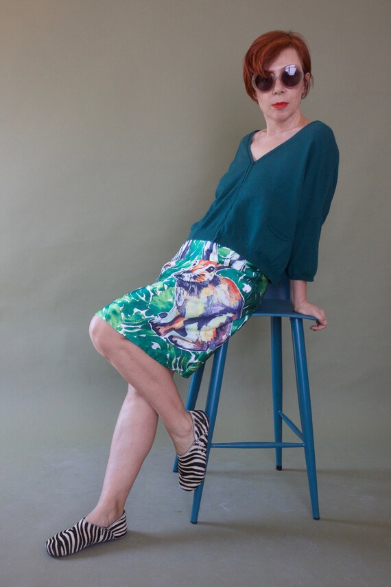 Green gray throw sweater 90s cropped cardigan Gree