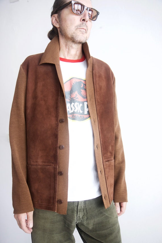 St Michael wool and suede men's cardigan Vintage 5