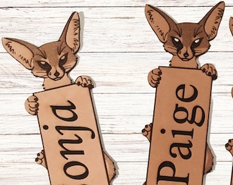 Personalisierte Fennek Fuchs Leder Lesezeichen - Made in USA