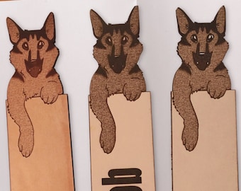Personalized Leather German Shepherd Bookmark: USA Made