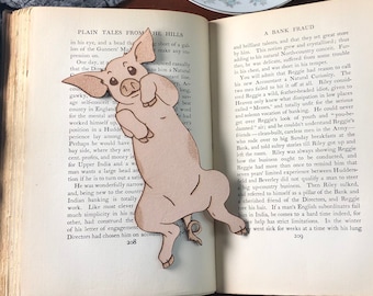 Leather Pig Bookmark, a cute piggie themed gift idea! Made in the USA!