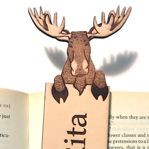 Personalized Leather Moose Bookmark, a great moose themed gift!