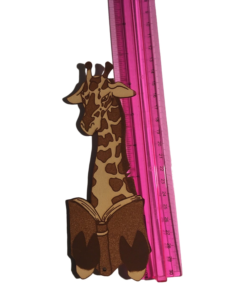 Giraffe Bookmark Leather, giraffe reading a book made in MN USA image 9