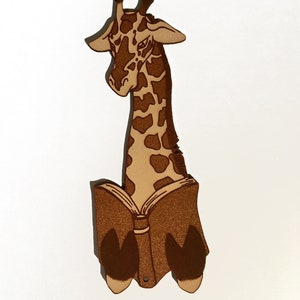 Giraffe Bookmark Leather, giraffe reading a book made in MN USA image 7