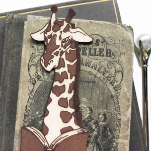 Giraffe Bookmark Leather, giraffe reading a book made in MN USA image 3