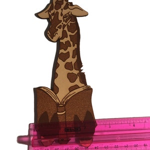 Giraffe Bookmark Leather, giraffe reading a book made in MN USA image 8