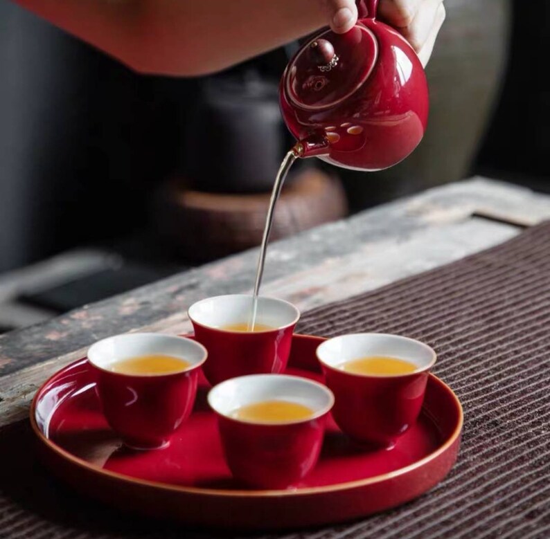 Red Tea set with 4 cups Chinese Wedding Tea Ceremony Etsy
