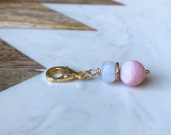 Pink African Opal + Moonstone Knitting/Crochet Progress Keeper - Knitting Supplies, Knitting Accessories, Yarn, Notions, Stitch Marker