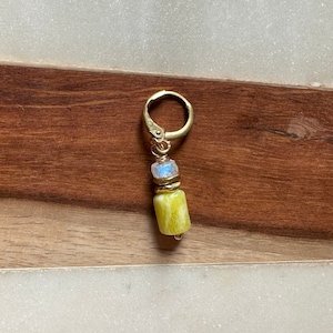 Lemon Jade & Moonstone Knitting Progress Keeper: Handmade Fiber Accessory