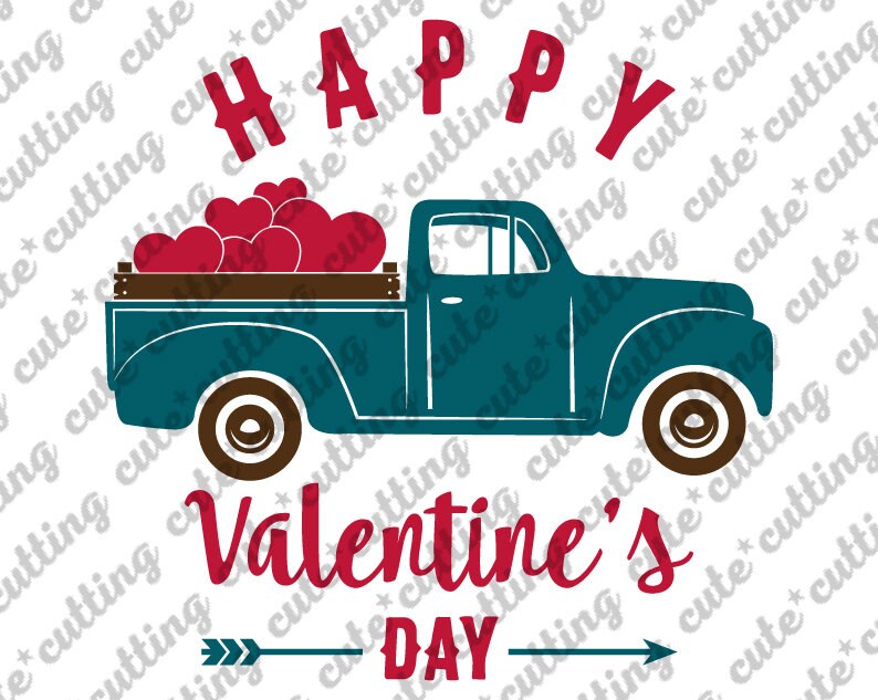 Download Valentines Truck Svg Truck With Heart Svg Valentines Day Svg Old Truck Vintage Pdf Dxf Jpeg