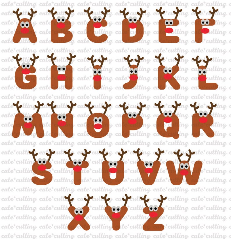 Reindeer Alphabet Svg Reindeer letters svg Reindeer numbers Etsy
