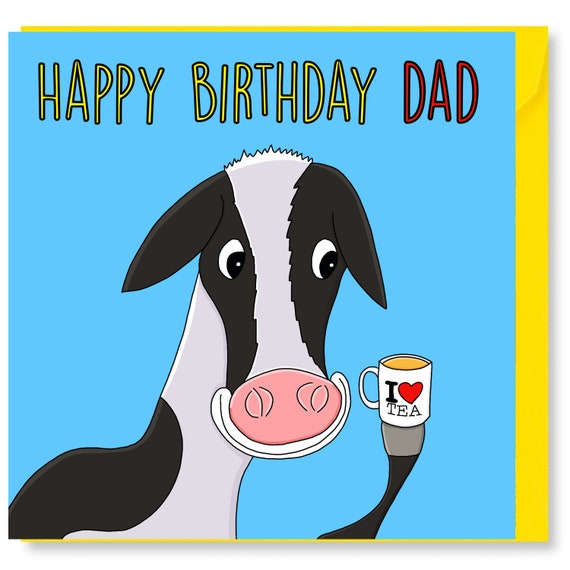 Joyeux Anniversaire Papa The Vache Carte De Salutation Happy Etsy Canada