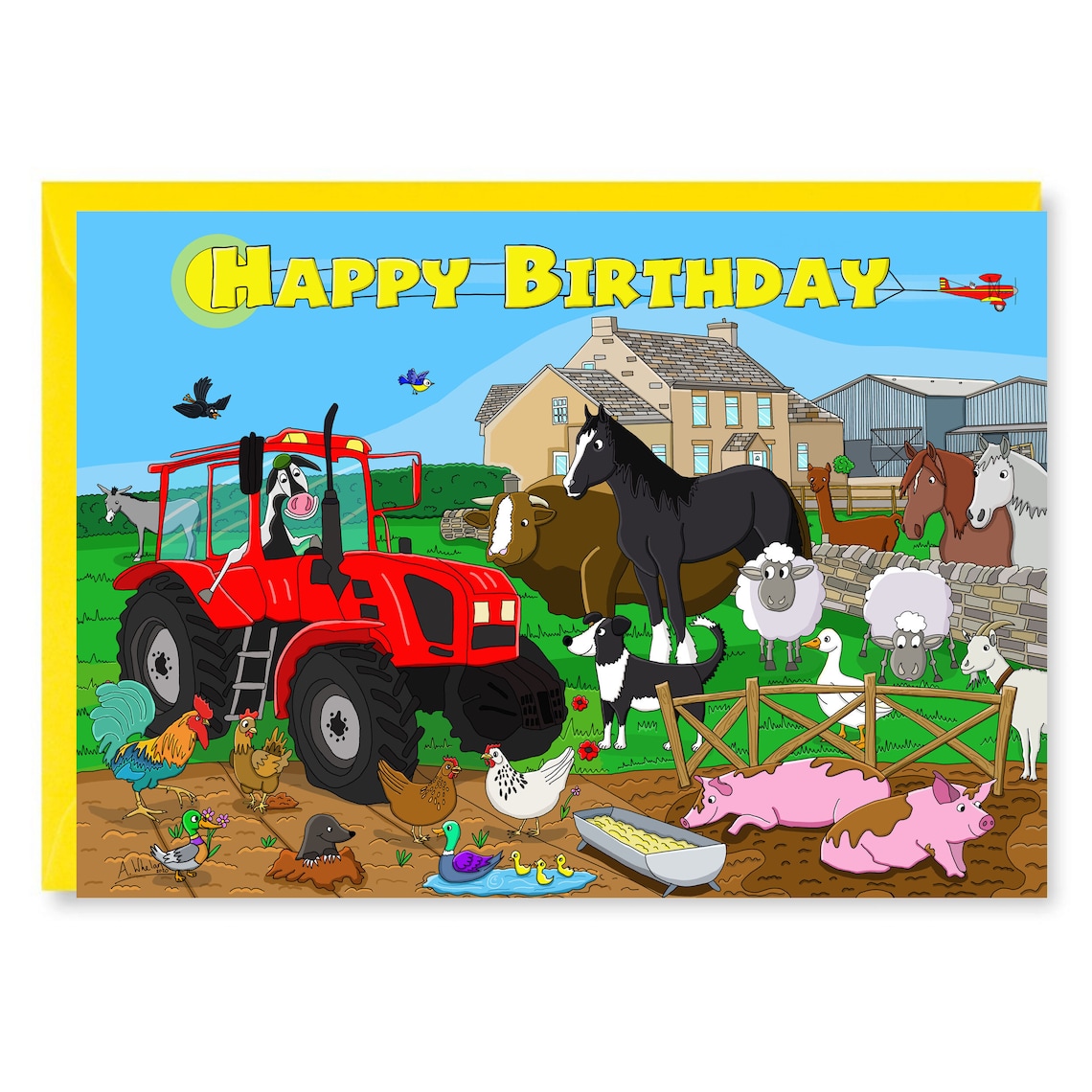 Happy Birthday Farmyard Greetings Card, Happy Days, Farm Animals , Fun