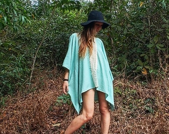 Raw Silk Handloom Oversize Kaftan Tunic Poncho for Women