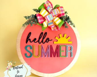 Colgador de puerta de verano, Hola verano, Letrero de piscina, Decoración brillante