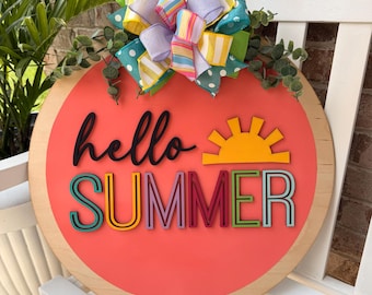 Summer Door Hanger, Hello Summer, Pool Sign, Bright Decor