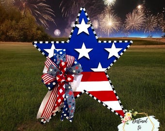Patriotic Star Door Hanger Forth of July Decor