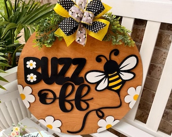 Colgante de puerta con forma de abeja, decoración de primavera y verano, letrero de abejorro