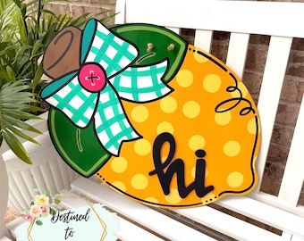 Decoración de primavera y verano con colgante de puerta de limón