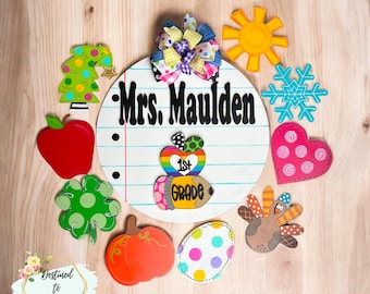 Teacher Door Hanger, Interchangeable Sign, School Sign