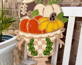 Fall Topiary Door Hanger Football Season