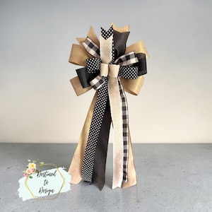 Farmhouse Lantern Mailbox Bow – Neutral Everyday Ribbon Decoration