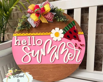 Watermelon Door Hanger Summer Door Decor Hello Summer