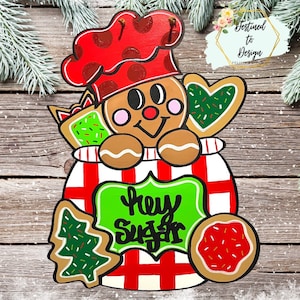Gingerbread Man Door Hanger, Christmas Door Hanger, Gingerbread Wreath, Christmas Baking