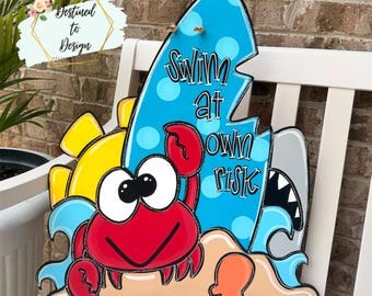 Swim at Own Risk Pool Sign Pool Door Hanger